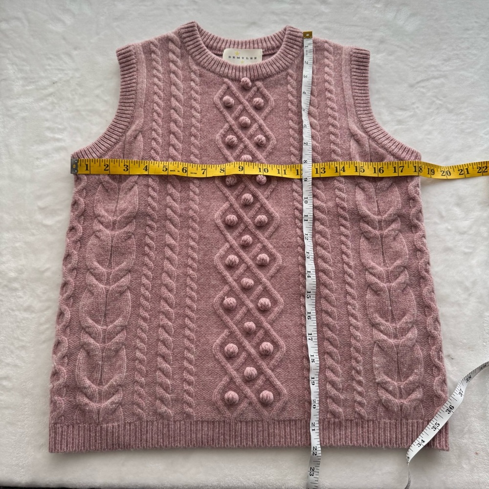 Demylee x J. Crew Cable-Knit 100% Wool Sweater Vest XS Pink LIMITED EDITION - Picture 6 of 6